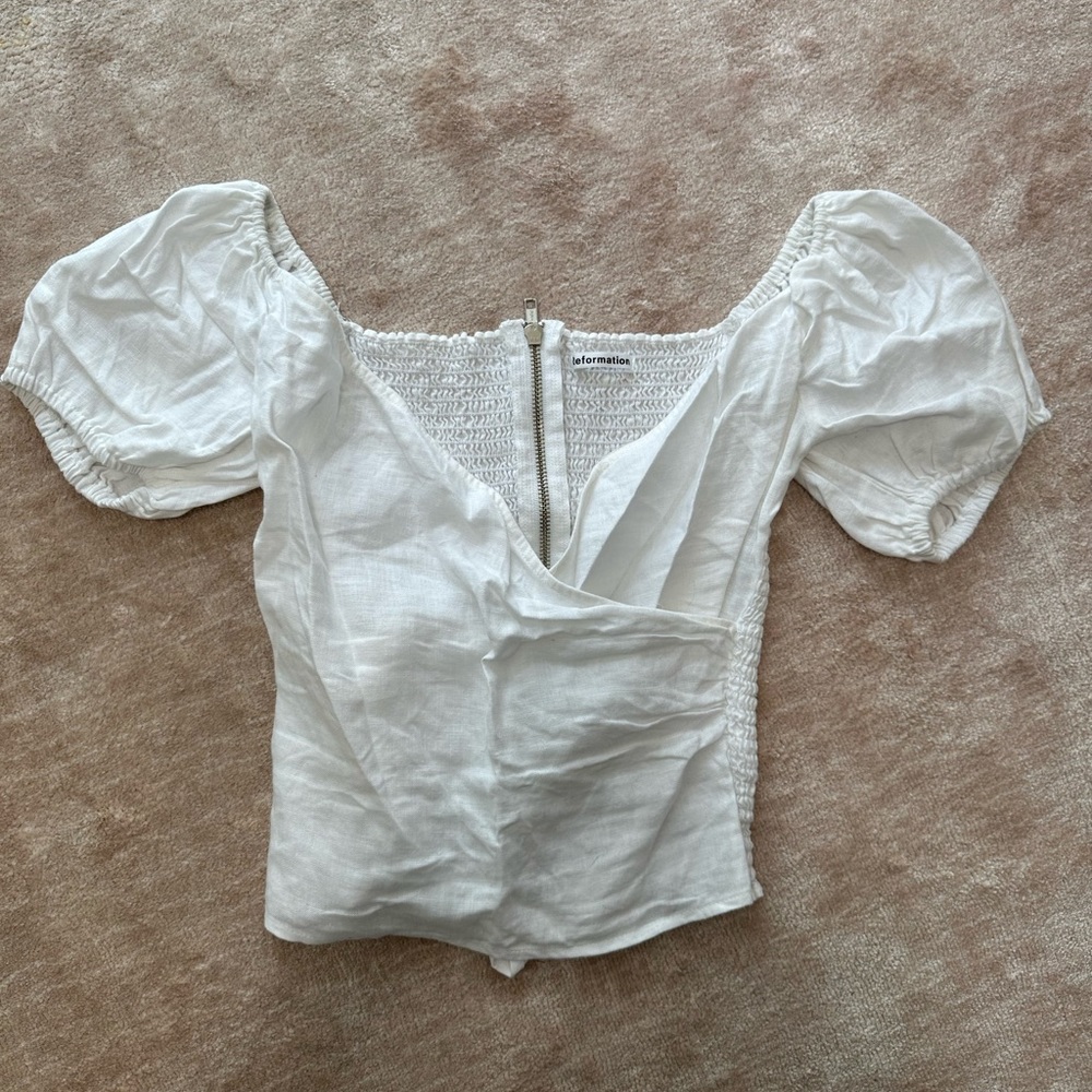 Reformation wrap top white